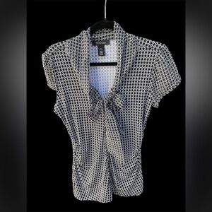 White House Black Market Black and White Patterned Blouse